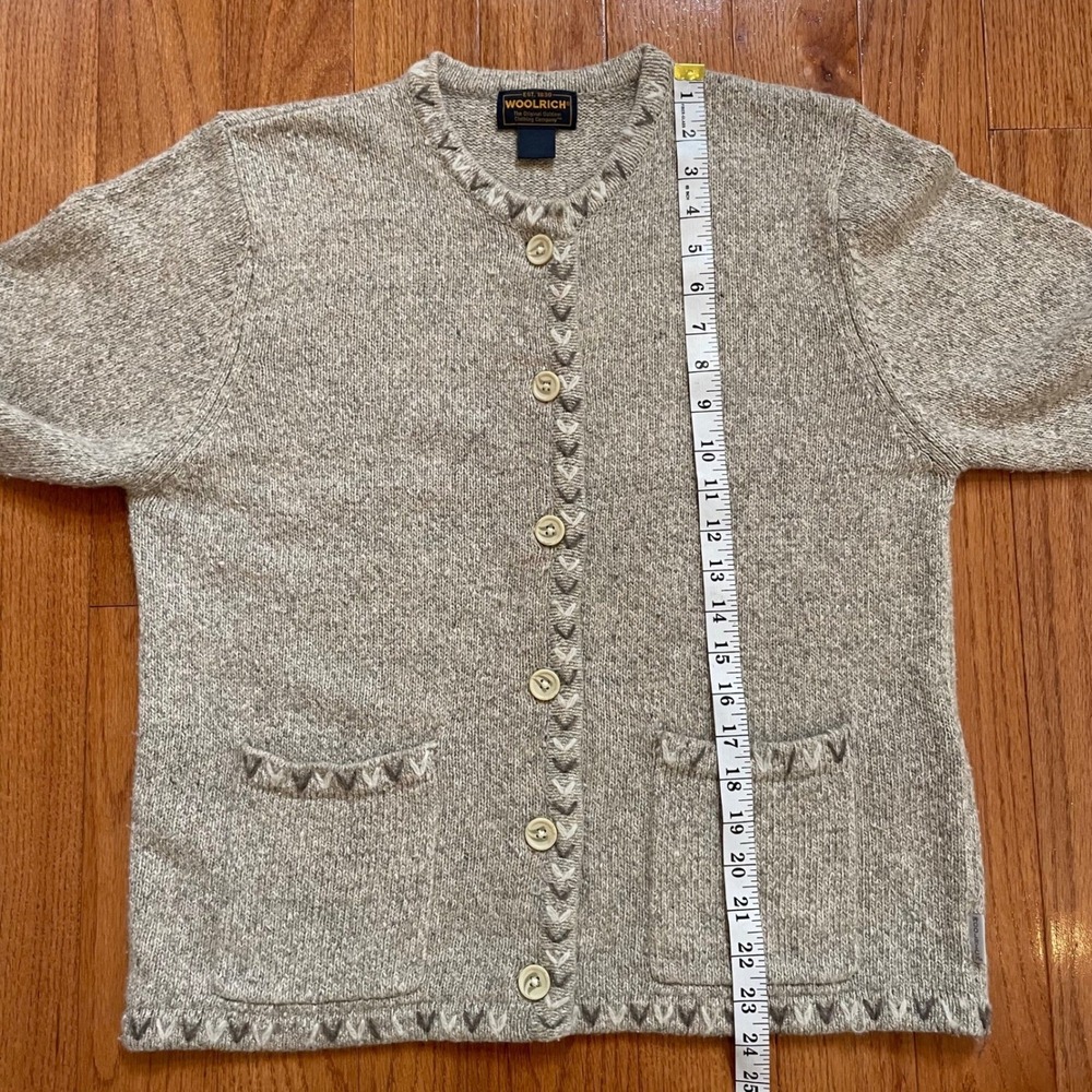 Vintage Woolrich Cardigan Sweater Button Front Tan Marled Knit Outerwear Women M - Picture 8 of 11